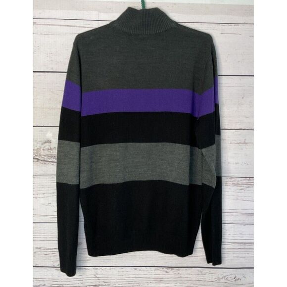 US POLO ASSN Gray/Black/Purple 2/3 Zip MockNeck Sweater Men Size L - Picture 8 of 14